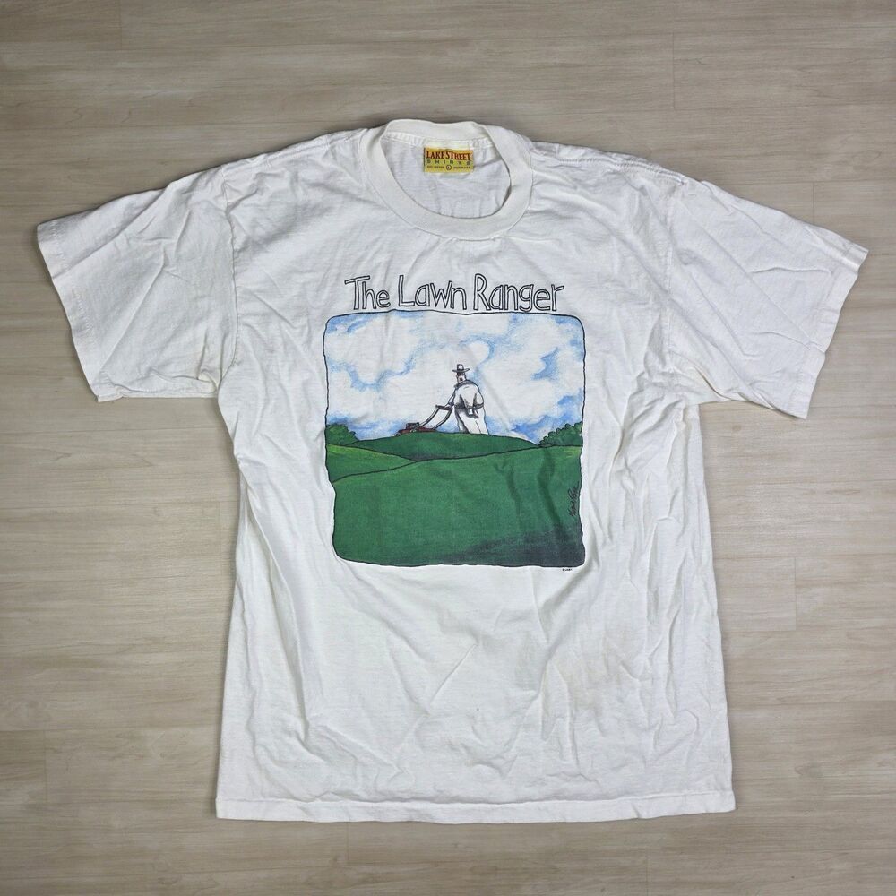 Vintage The Lawn Ranger Shirt Mens Large Graphic Tee Funny Lawn Mower 90s‎ USA